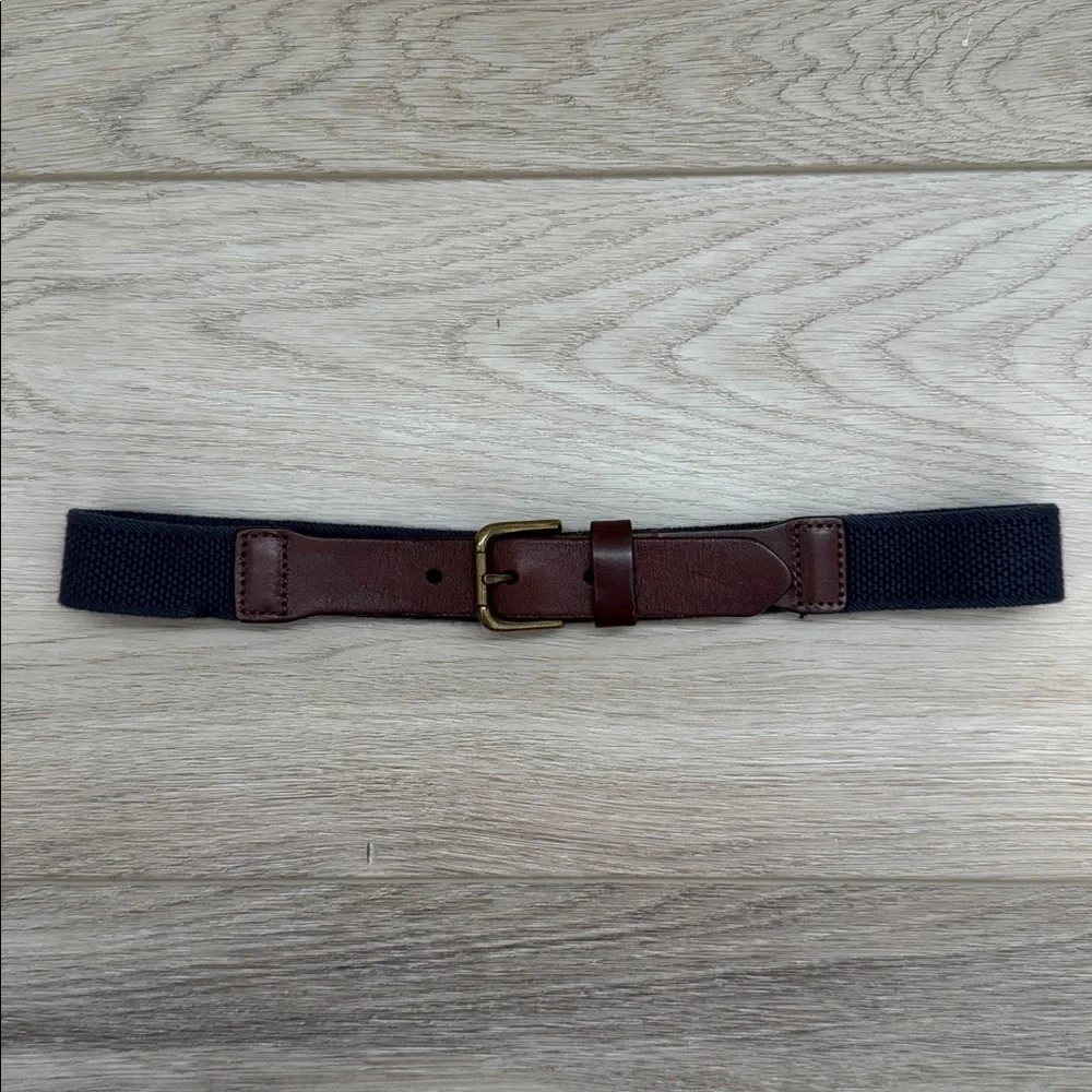 Polo Ralph Lauren Brown Leather and Navy blue Woven Belt.